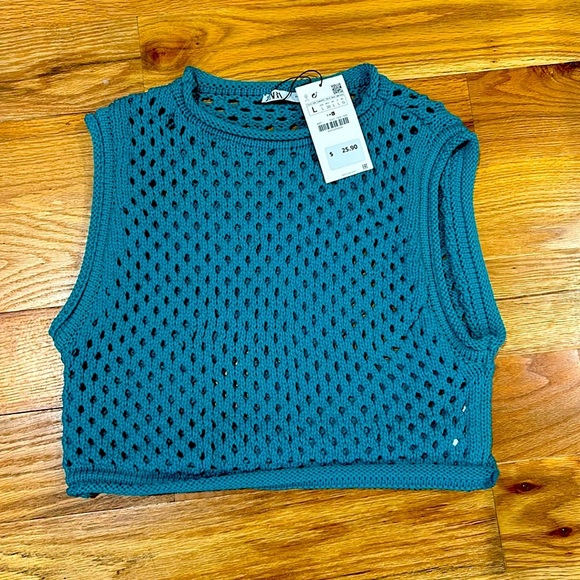 Zara Tops - Zara Crochet Knit Sweater Crop Top